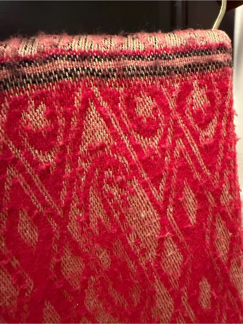 Large Cozy Shawl with Intricate Designs and Darling Heart Pattern